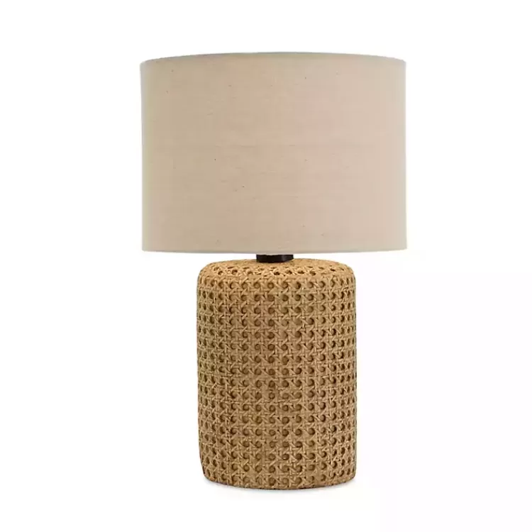 Faux Woven Wood and Linen Table Lamp>Kirklands Home Online