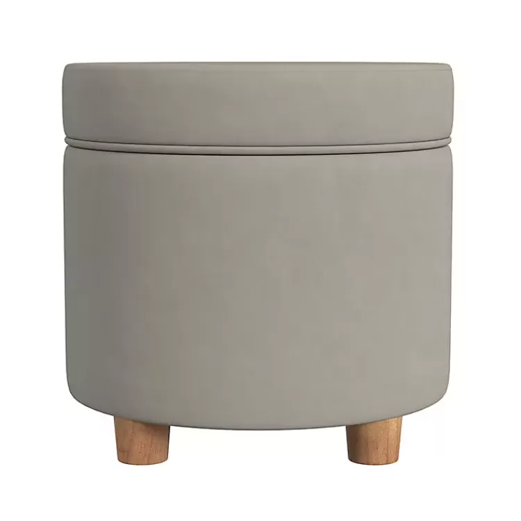 Fawn Round Velvet Storage Ottoman>Kirklands Home Fashion