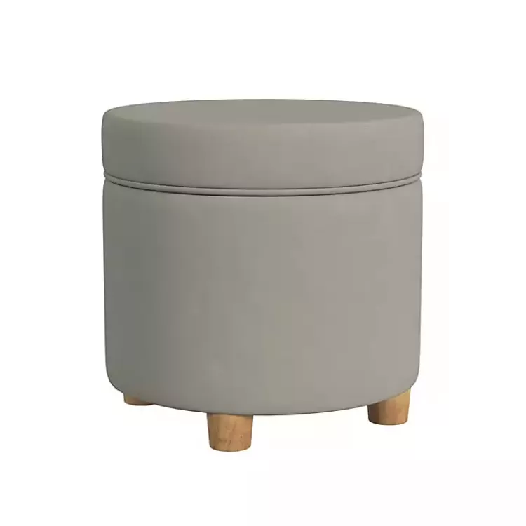 Fawn Round Velvet Storage Ottoman>Kirklands Home Fashion