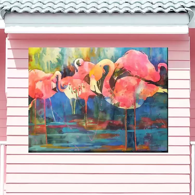 Flirty Flamingos Outdoor Canvas Art Print>Kirklands Home Hot