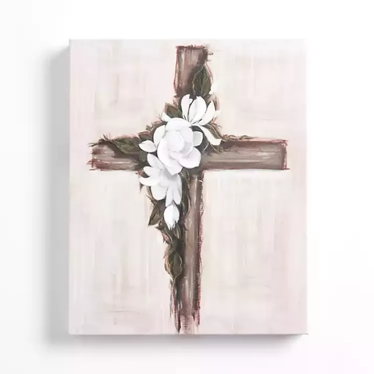 Floral Cross Canvas Art Print>Kirklands Home Store