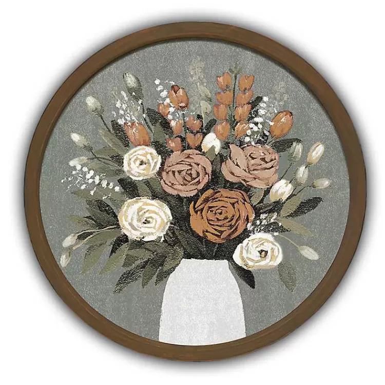 Floral Spice Bouquet Round Framed Print>Kirklands Home Cheap