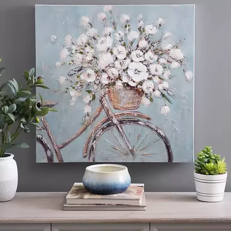 Flower Basket on Bike Canvas Art Print>Kirklands Home Clearance