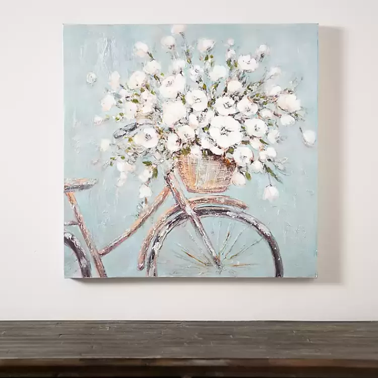 Flower Basket on Bike Canvas Art Print>Kirklands Home Clearance