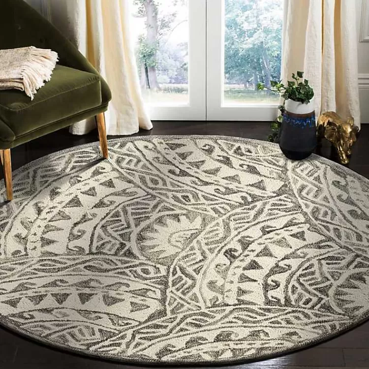Geometric Round Waves Area Rug, 6 ft.>Kirklands Home Best