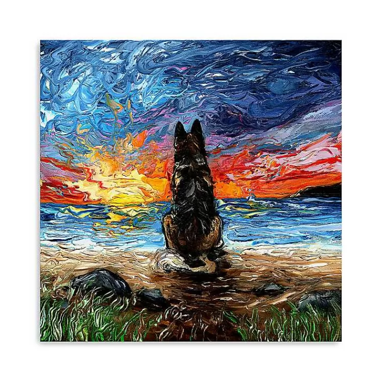 German Shepherd Beach Days Canvas Art Print>Kirklands Home Outlet