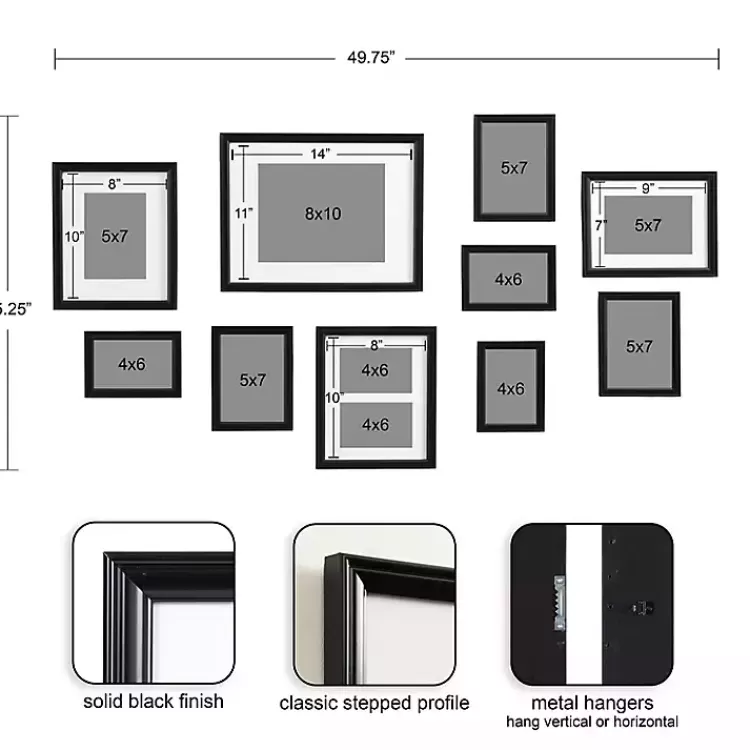 Glam Black 10-pc. Gallery Wall Frame Set>Kirklands Home Cheap