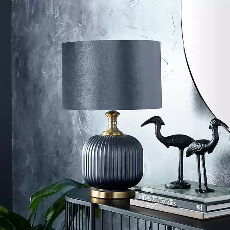 Glass Base Round Velvet Shade Table Lamp>Kirklands Home Cheap