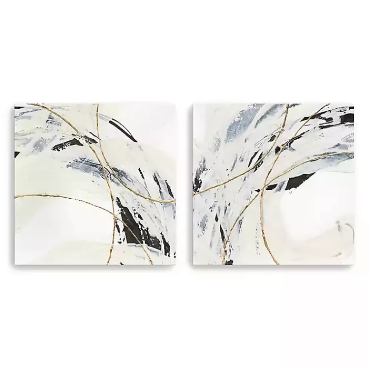 Gold and Cream Abstract Canvas Prints, Set of 2>Kirklands Home Shop