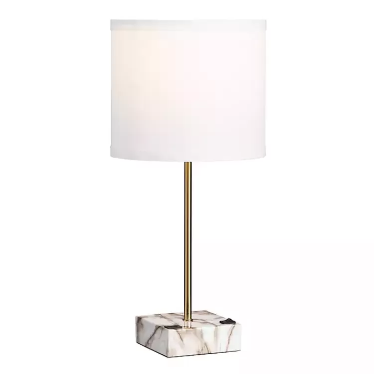 Gold and Marble USB Charging Table Lamp>Kirklands Home Shop