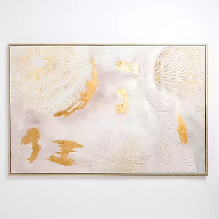 Gold and White Abstract Framed Canvas Art Print>Kirklands Home Best Sale