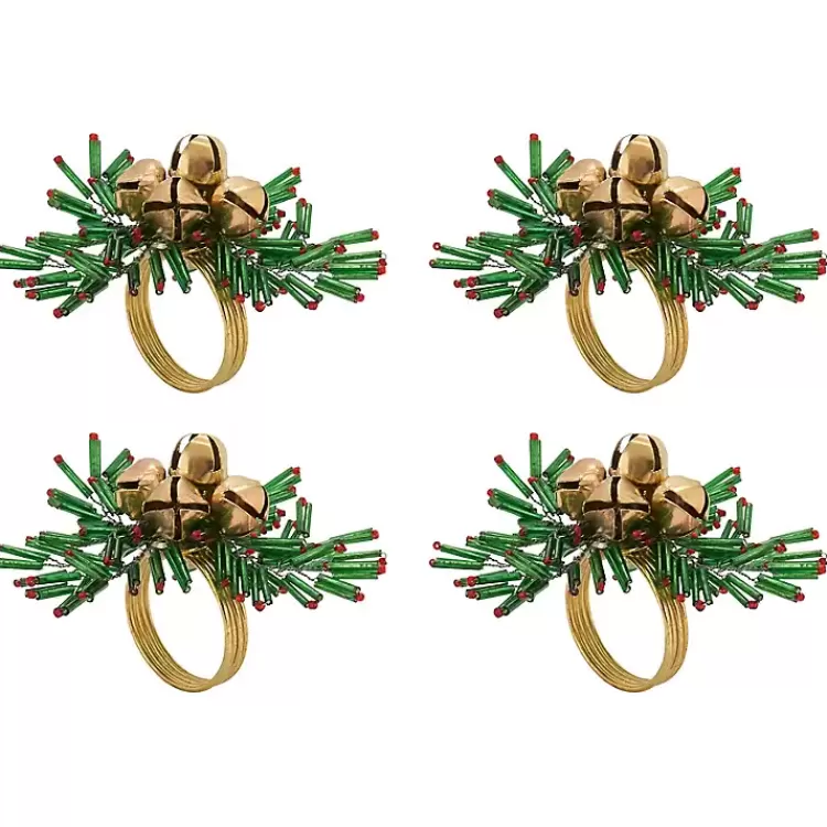 Gold Bells and Holly Napkin Rings, Set of 4>Kirklands Home Shop