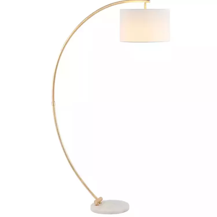 Gold Curved Floor Lamp with Marble Base>Kirklands Home Online