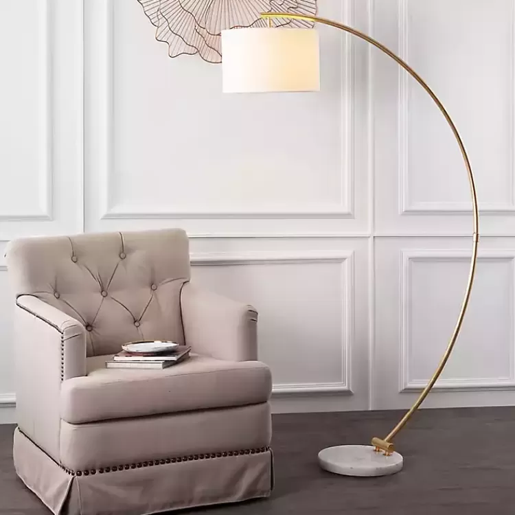 gold_curved_floor_lamp_with_marble_base_2.webp Gold Curved Floor Lamp with Marble Base>Kirklands Home Online