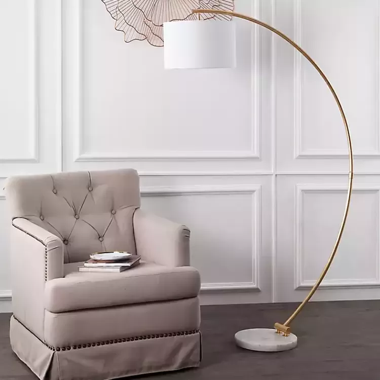 gold_curved_floor_lamp_with_marble_base_4.webp Gold Curved Floor Lamp with Marble Base>Kirklands Home Online