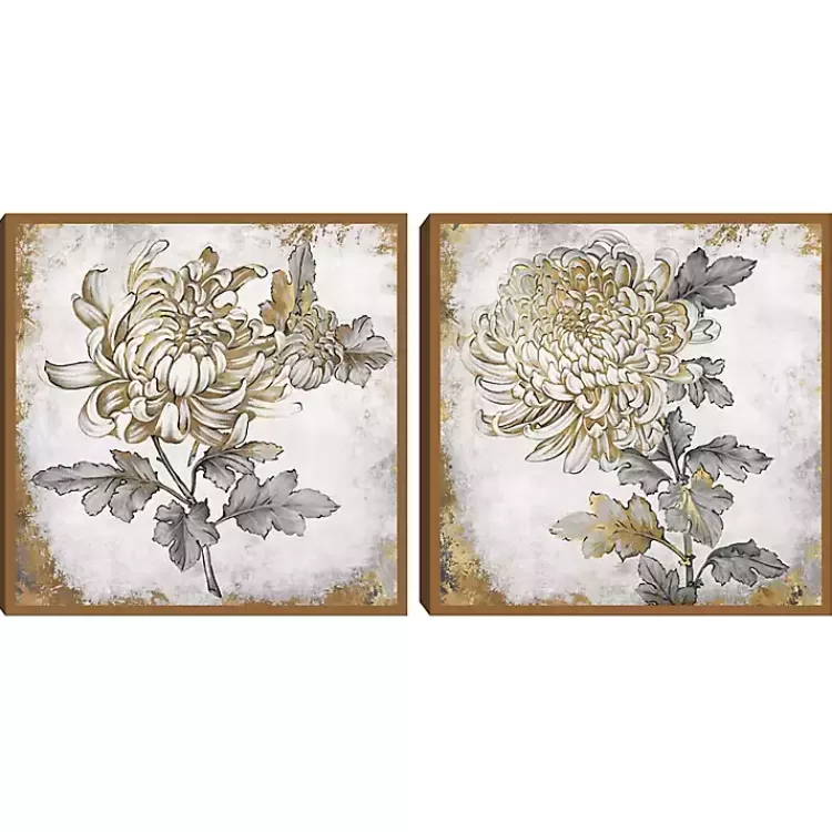Gold Fleur Floral 2-pc. Canvas Art Print Set>Kirklands Home Flash Sale
