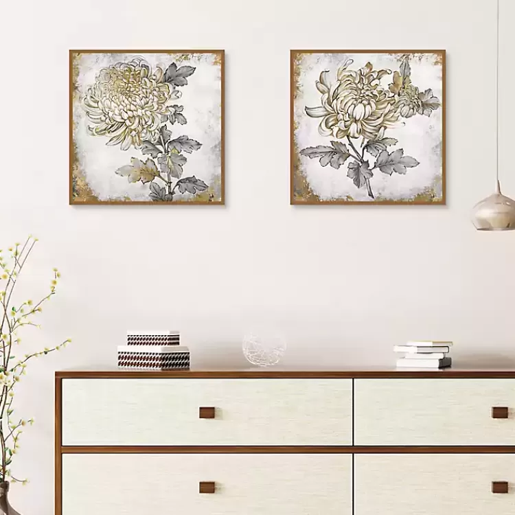 Gold Fleur Floral 2-pc. Canvas Art Print Set>Kirklands Home Flash Sale
