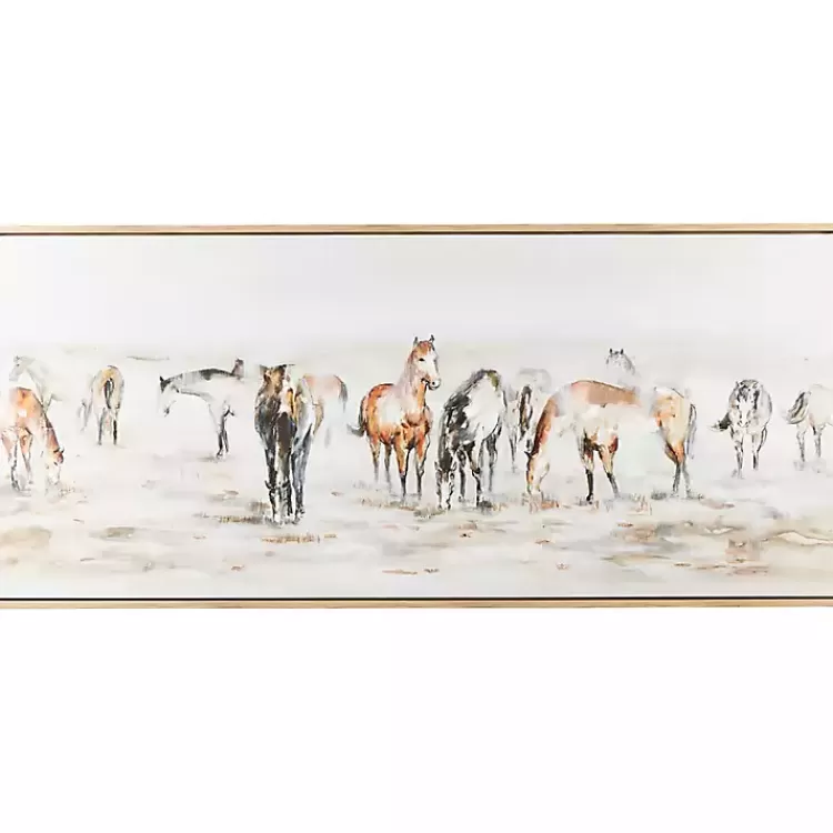 Gold Foil Wild Horses Framed Canvas Art Print>Kirklands Home Store