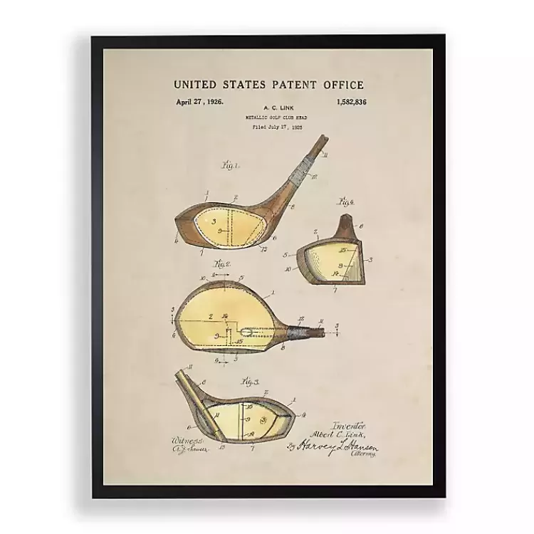 Gold Golf Club Patent Framed Art Print>Kirklands Home Hot