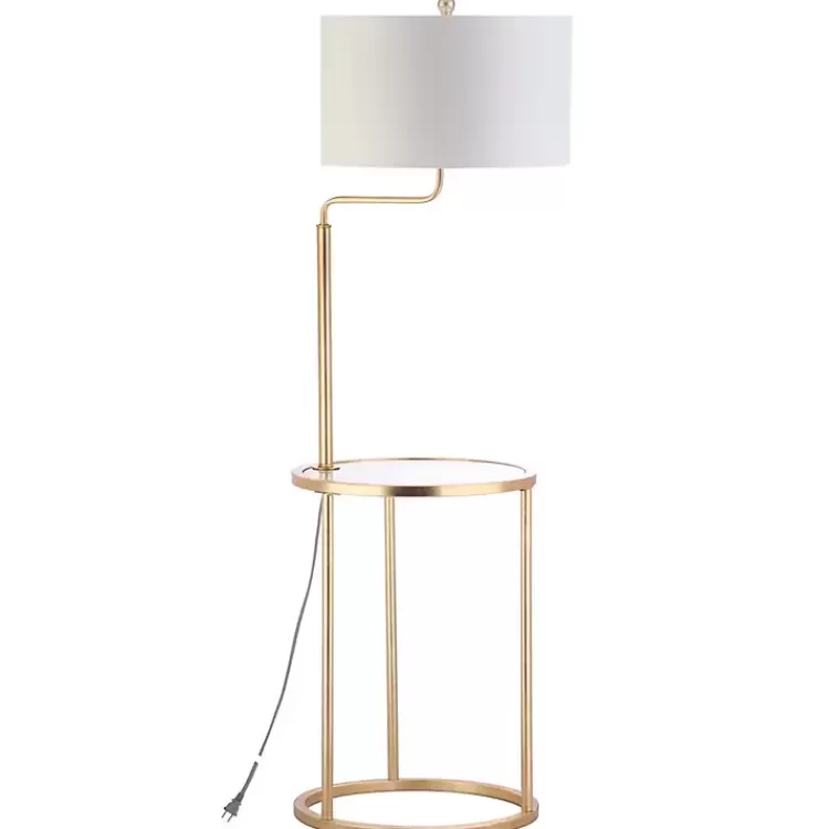 Gold Metal Floor Lamp with Round Side Table>Kirklands Home Discount