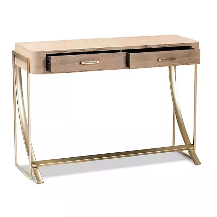 Gold Metal Frame Two-Drawer Console Table>Kirklands Home Best Sale