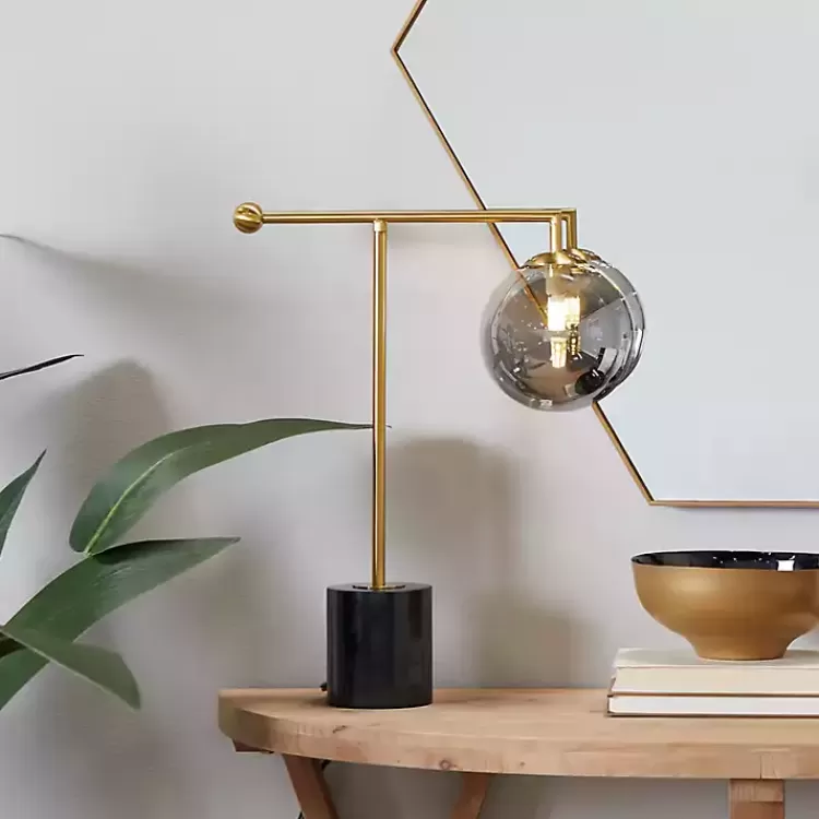 Gold Metal Smoked Glass Shade Table Lamp>Kirklands Home Shop