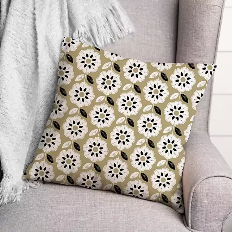 Gold Mod Flowers Indoor/Outdoor Pillow>Kirklands Home Shop