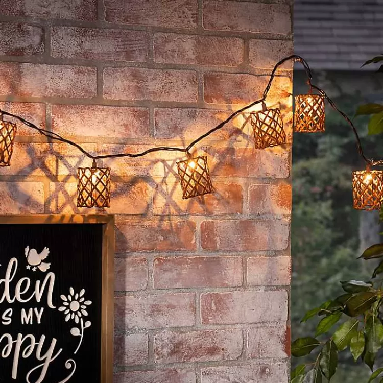 Golden Brown Rattan Weave Outdoor String Lights>Kirklands Home Fashion