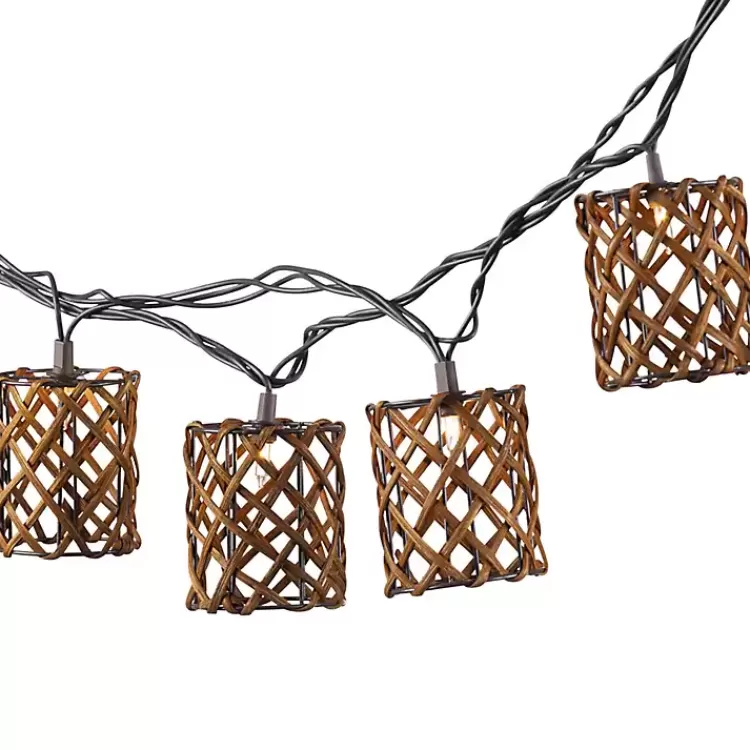 Golden Brown Rattan Weave Outdoor String Lights>Kirklands Home Fashion