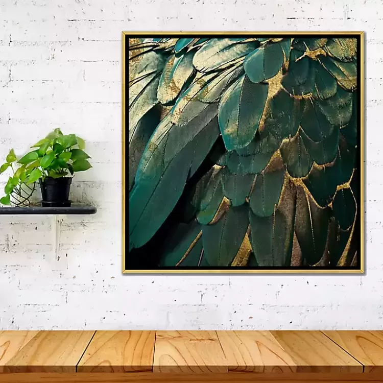 Golden Gilt Feathers Canvas Framed Art>Kirklands Home Discount