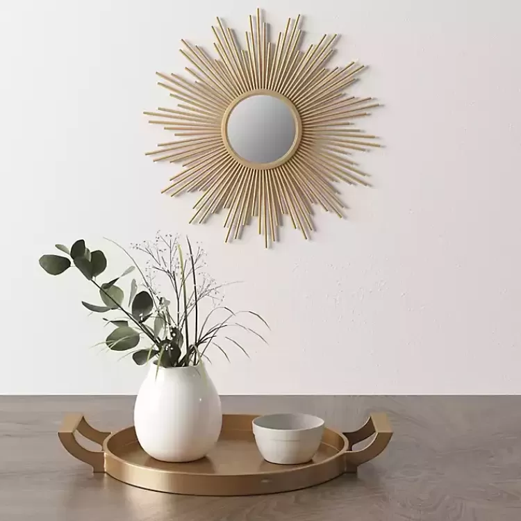 Golden Sunburst Small Decorative Wall Mirror>Kirklands Home Outlet