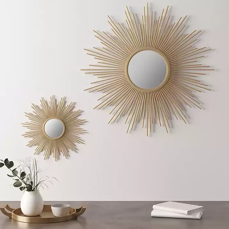 Golden Sunburst Small Decorative Wall Mirror>Kirklands Home Outlet