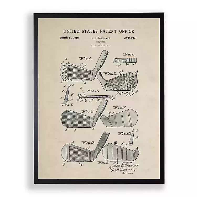 Golf Club Patent Framed Art Print>Kirklands Home Fashion