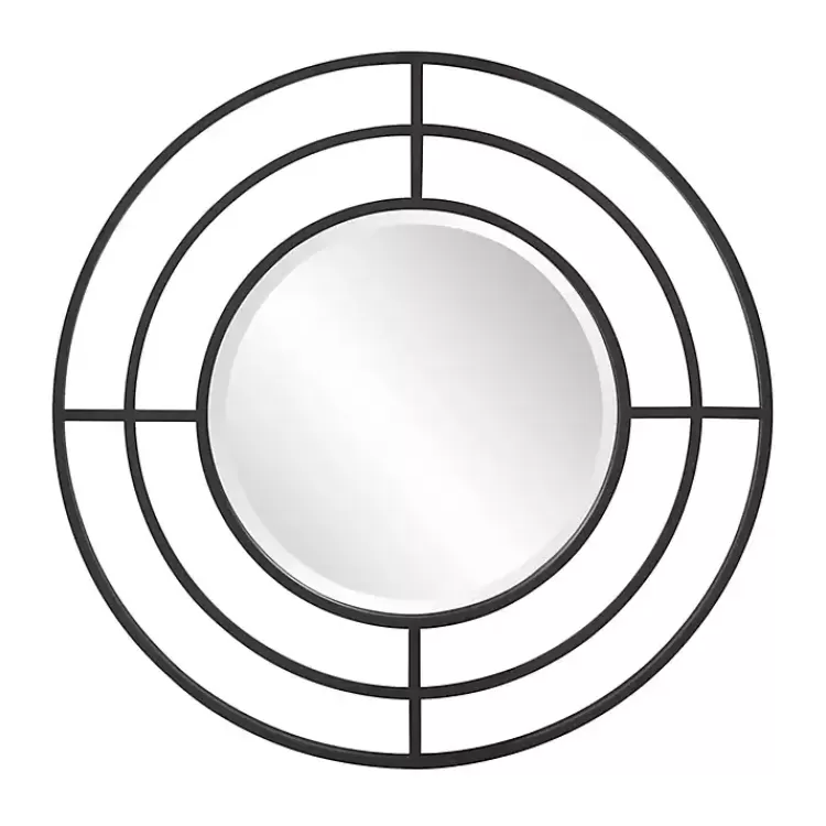 Graphite Metal Bullseye Round Wall Mirror>Kirklands Home Clearance