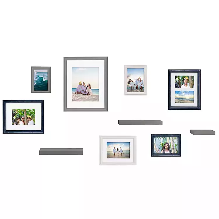 Gray & Navy 10-pc. Gallery Wall Frame & Shelf Set>Kirklands Home New