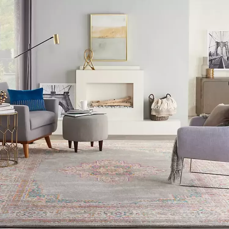 gray__pink_central_motif_botanical_area_rug_x_7-1.webp Gray & Pink Central Motif Botanical Area Rug, 9x12>Kirklands Home Fashion