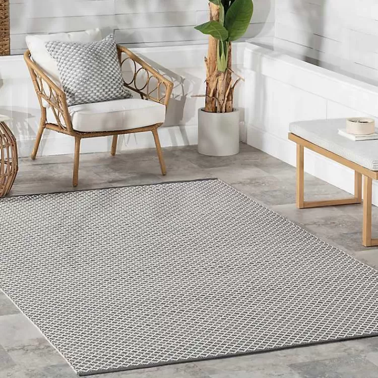Gray & White Trellis Indoor/Outdoor Runner, 3x8>Kirklands Home Shop
