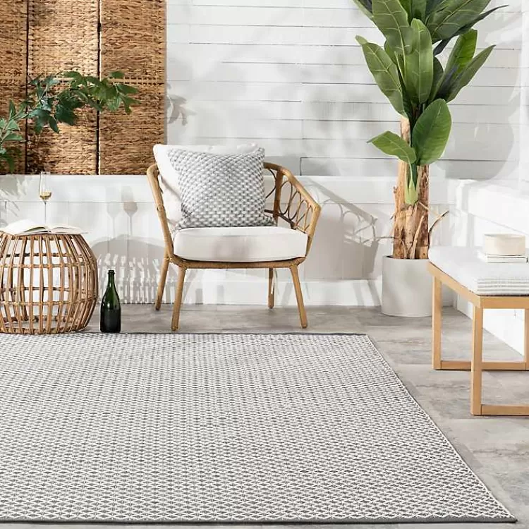 gray__white_trellis_indooroutdoor_runner_x_7.webp Gray & White Trellis Indoor/Outdoor Runner, 3x8>Kirklands Home Shop