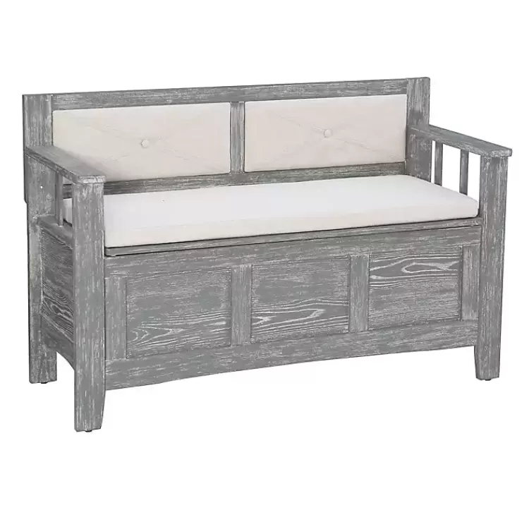 Gray and Beige Carlton Storage Bench>Kirklands Home New