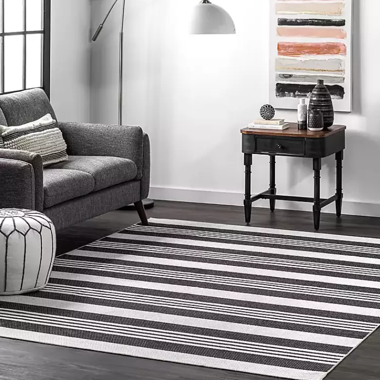 Gray and Black Striped Washable Area Rug, 5x8>Kirklands Home Hot