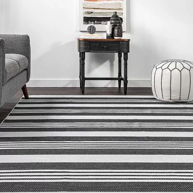 gray_and_black_striped_washable_area_rug_x_2.webp Gray and Black Striped Washable Area Rug, 5x8>Kirklands Home Hot