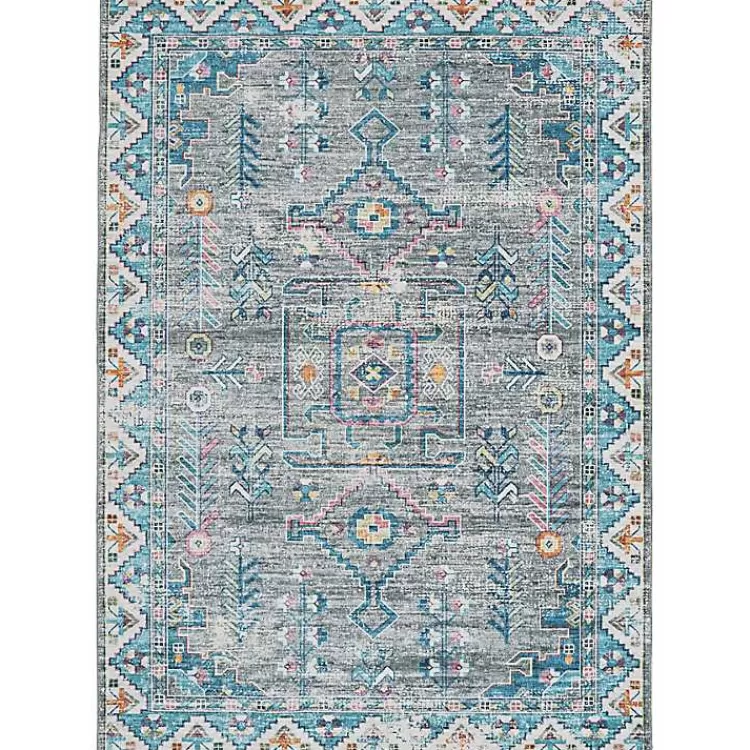 Gray and Blue Barron Washable Area Rug, 5x7>Kirklands Home Best
