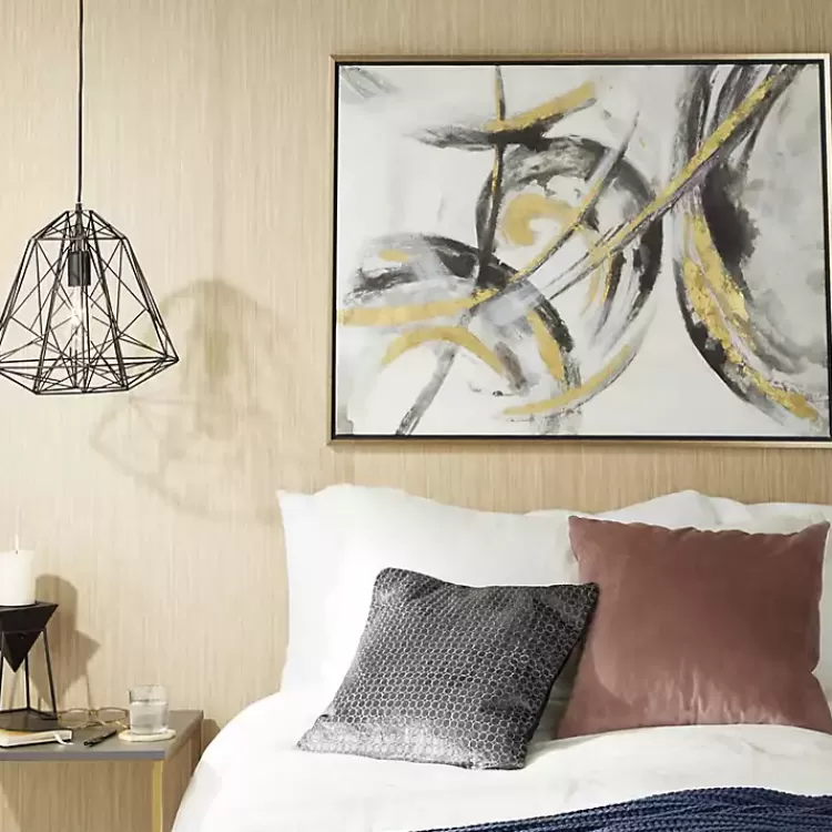 Gray and Gold Abstract Framed Canvas Art Print>Kirklands Home Shop