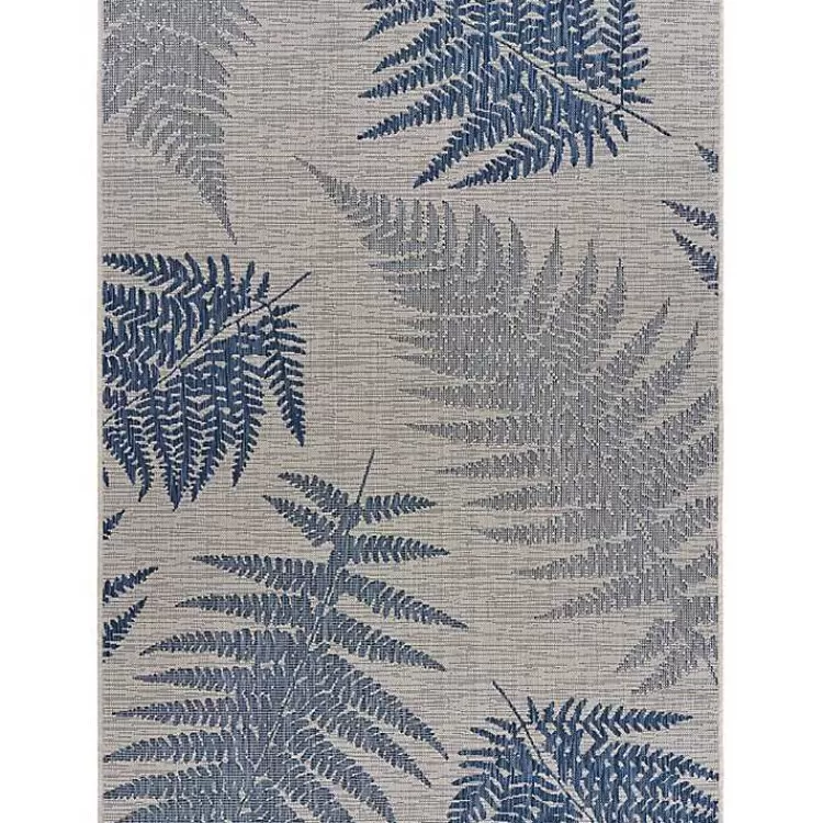 Gray and Navy Falling Ferns Outdoor Area Rug, 5x7>Kirklands Home Best
