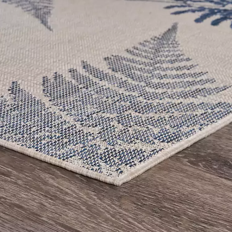 Gray and Navy Falling Ferns Outdoor Area Rug, 5x7>Kirklands Home Best
