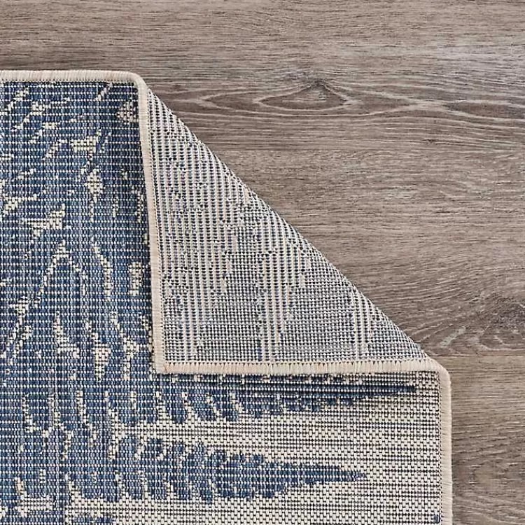 Gray and Navy Falling Ferns Outdoor Area Rug, 5x7>Kirklands Home Best