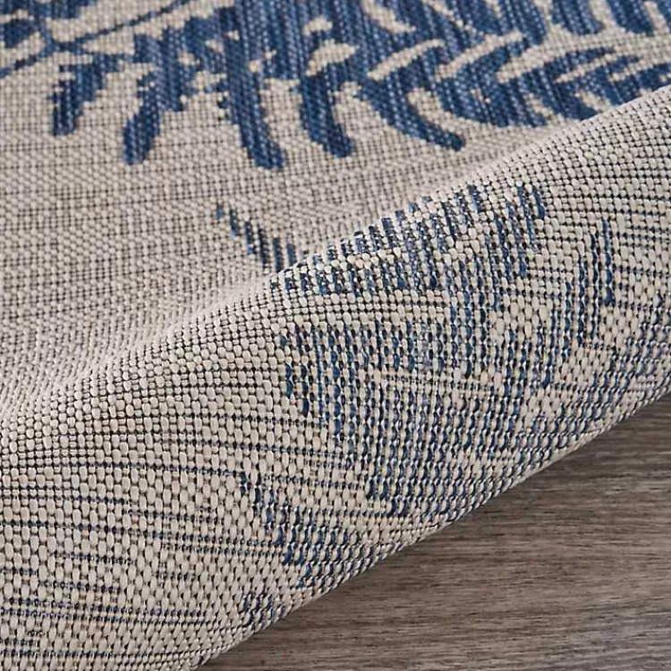 Gray and Navy Falling Ferns Outdoor Area Rug, 5x7>Kirklands Home Best