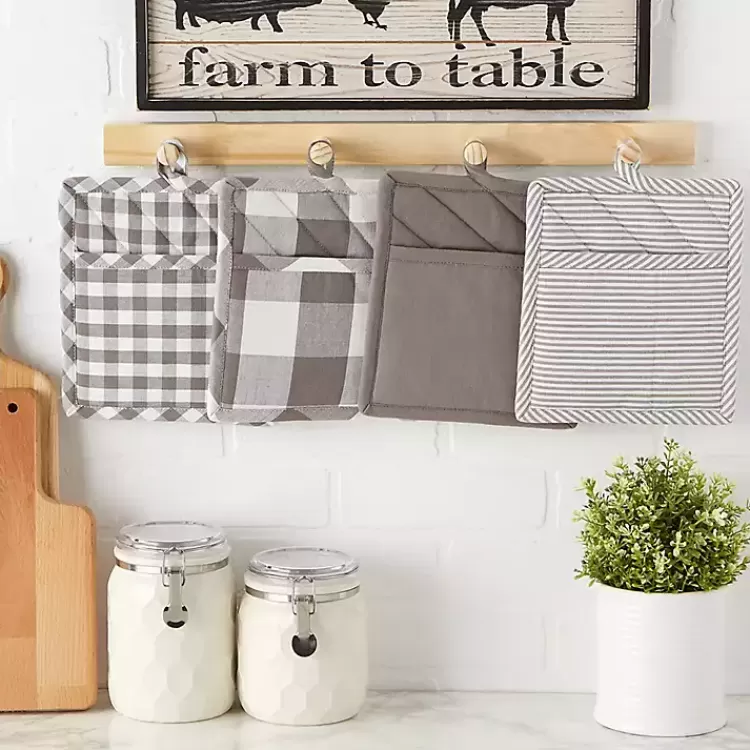 and White Multiprint 4-pc. Pot Holder Set>Kirklands Home Flash Sale