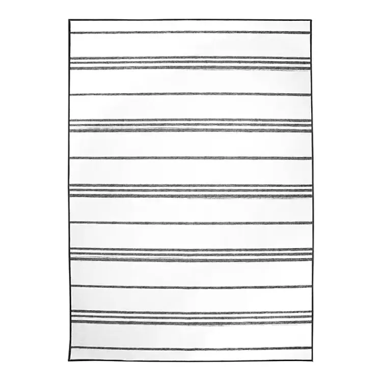 Gray and White Stripe Washable Area Rug, 5x7>Kirklands Home Fashion
