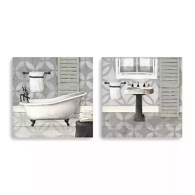 Gray Bath and Sink Canvas Art Prints, Set of 2>Kirklands Home Online